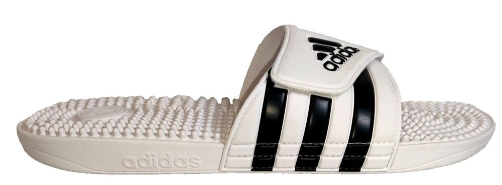 Adidas Adissage Men's US18 Unisex White/Black Sandals Slides New Pair